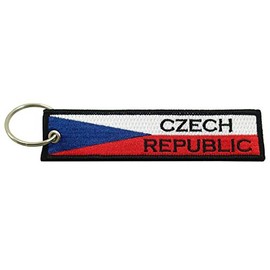Czech Republic Flag Key Chain, 100% Embroidered
