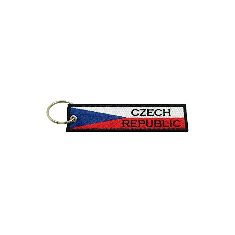Czech Republic Flag Key Chain, 100% Embroidered