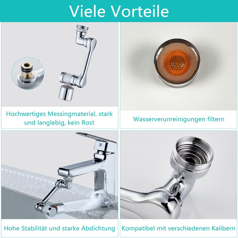 Rotating Tap Attachment, Extension, Aerator, 1080 Degree Multifunctional Extension, Rotating,