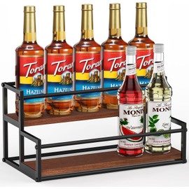 Happilif Coffee Syrup Rack Organizer, 2-Tier 10-Bottle Syrup holder Stand for Coffee Bar & Liquor Display Shelf, Countertop Stand for Torani Syrups, Wine, Spice, Soda Bar