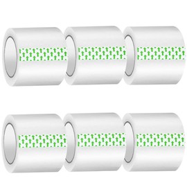 MJUNM 6 Rolls Clear Packing Tape - Quiet Packaging Tape 1.5 INCH Core Shipping Tape Refill Rolls Moving Tape for Packing Boxes, 2" x 25 Yards