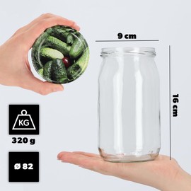 KADAX 24 x Preserving Jars 760 ml with Fi82 mm Screw Lid for Pickling, Preserving and Meal Preparation - Airtight Twist-off Jars (Cucumbers, Pack of 24)