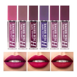Brillo Labial Mate De Larga Duración A Prueba De Agua 6 Uds. Color Paquete 2 Violetas                                                                 
