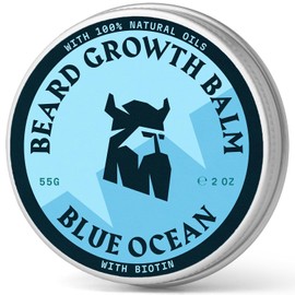 Striking Viking Beard Growth Balm with Biotin for Men – 2 Oz, Blue Ocean