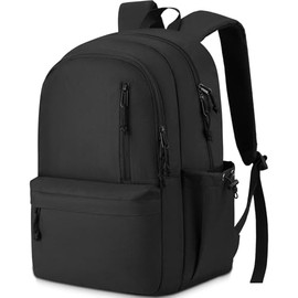 RJEU School Backpack Aesthetic for Teen Boy Girl,17.3in Laptop Bag Bookbag for College Student Travel (Black, 17.3in)