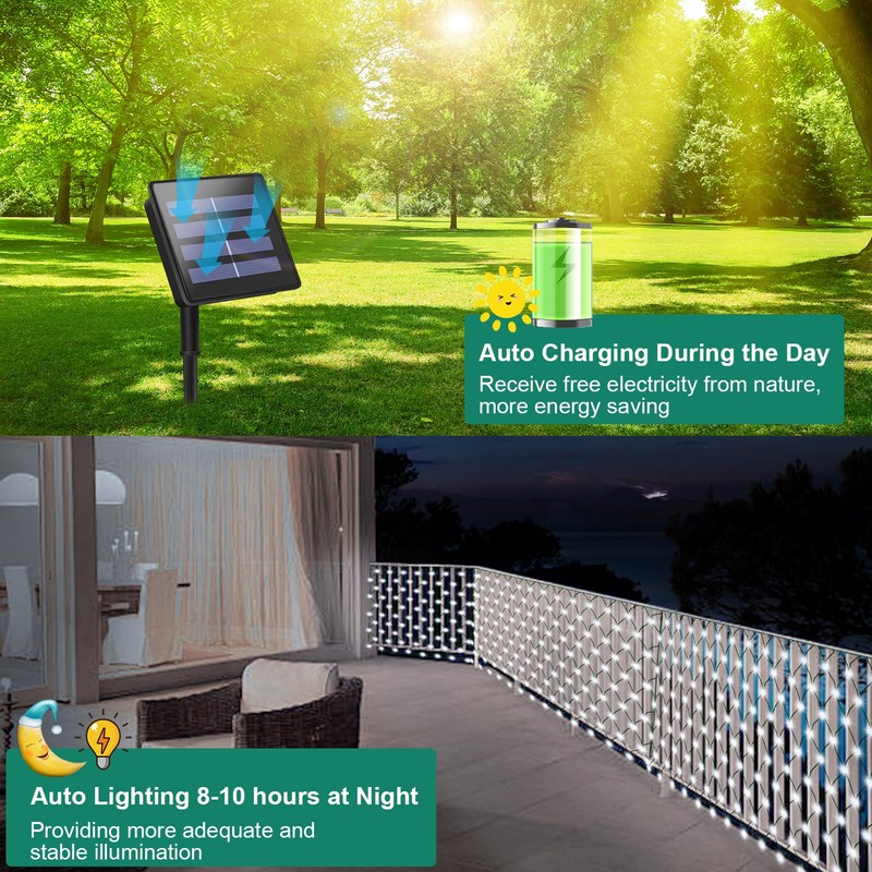 DealBeta Solar Net Lights 200 LED Outdoor Mesh Light with
