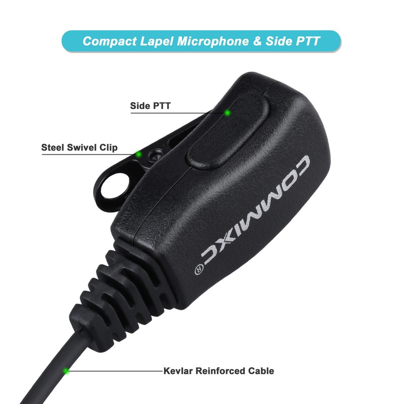 COMMIXC 2-Pack Walkie Talkie Earpieces with Mic PTT, 2.5mm 1-Pin