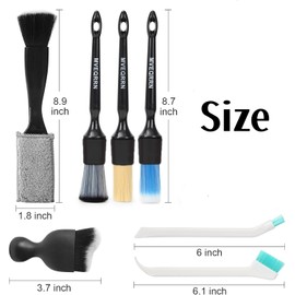 Juego de 7 cepillos para detalles de coche, cerdas de jabalíes, kit de cepillo para polvo para limpieza de coche, ultra suave, sin arañazos, kit de cepillos para detalles interiores del coche, cepillo