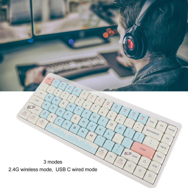 84 Key Bluetooth Keyboard 3 Mode 2.4G Wireless Bluetooth Gaming