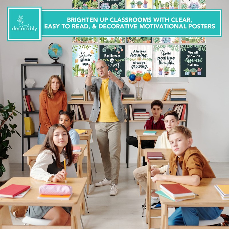Decorably 15 Motivational Posters for Classroom High School - 11x14in