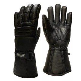 safety experts  Motorcycle leather Premium gloves Winter Biker Sheep  Gauntlet Thinsulate  - XL, Black