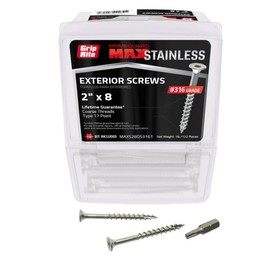 Grip-Rite PrimeGuard Max MAXS28DS3161, #8 x 2 Deck Screw, T20 Star Drive, 316 Stainless Steel, 1LB Box