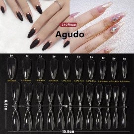 Dolores Caja 240 Uds Tip Uña Postiza Stiletto Natural Transparente