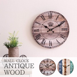 Fuji Boeki 72713 Wall Clock, Antique Wood, Diameter 11.3 inches (28.8 cm)