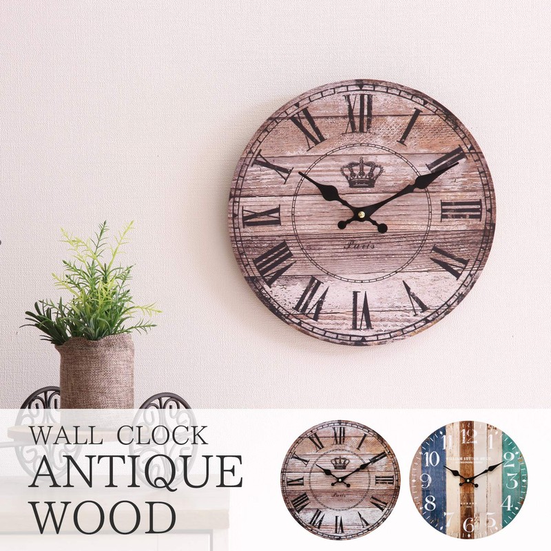 Fuji Boeki 72713 Wall Clock, Antique Wood, Diameter 11.3 inches
