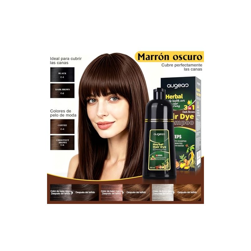 Champú de Tinte Castaño Oscuro 3 en 1 Dark Brown