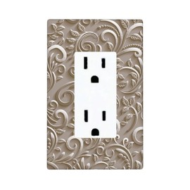 Mdulftar French Scroll Decorator Light Switch or Receptacle Outlet Wall Plate Brown Decorative Single Rocker Wallplate Size 1-Gang 4.50" x 2.76"