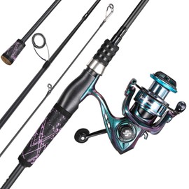 One Bass Fishing Rod Reel Combo, Colorful Fishing Reel, Spinning & Baitcasting Fishing Pole with SuperPolymer Handle-Spinning- 7'0" with 2000 Reel