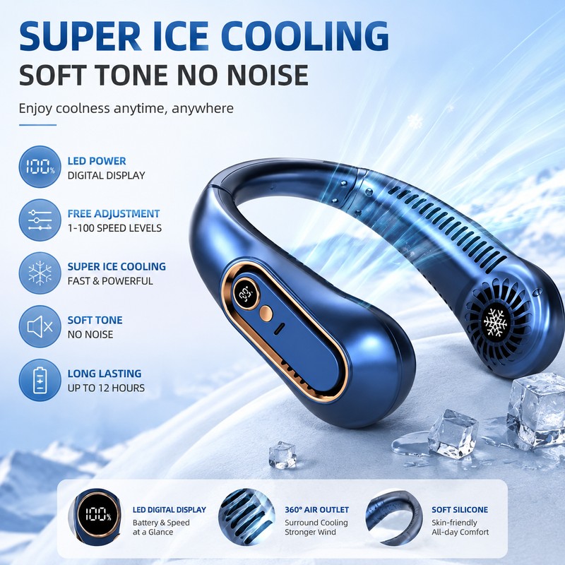 Portable Handheld & Neck Refrigeration Fan for Outdoor Cooling –