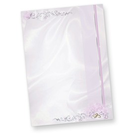 Writing Paper Wedding Silver Grey (25 Sets Including Envelopes) Printed on Both Sides A4 Writing Paper with Envelopes with Wedding Rings and Tendrils for Gorgeous Wedding Post, Versatile Use
