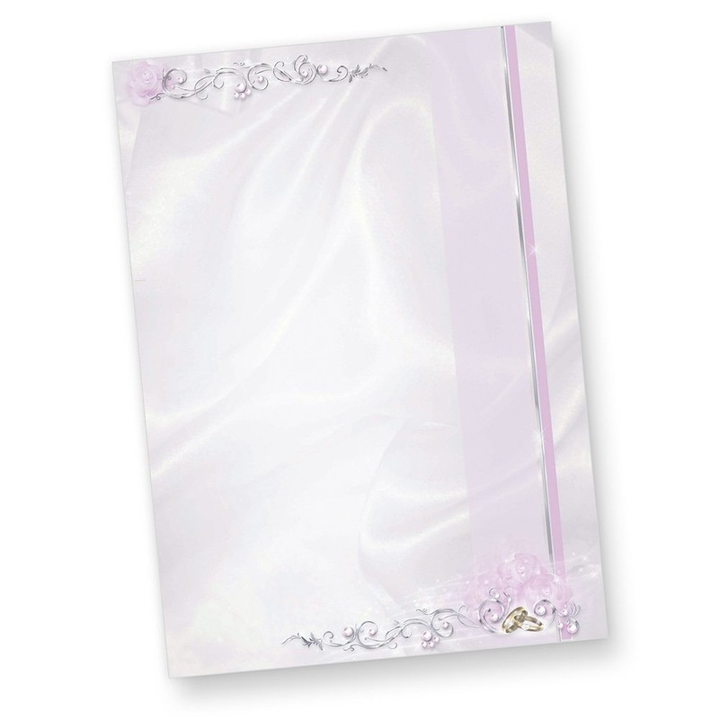 Writing Paper Wedding Silver Grey (25 Sets Including Envelopes) Printed