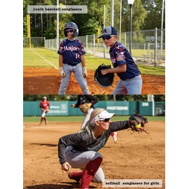 maivnz Youth Baseball Sunglasses for Boys Kids Age 8-14 Girls Softball Sunglasses UV400 Cycling Glasses Shield Lenses