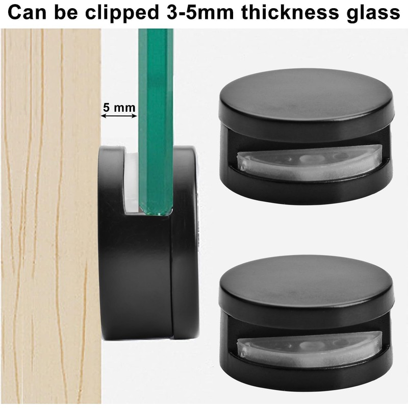 Black Upgraded 3-5mm Frameless Mirror Mounting Hardware 8 Pack Dual-Screw