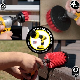 Outdoor Cleaning Brushes - Garage Drill Powered Cleaning Brush Kit - Concrete Scrubber Brush Set - Concrete Stain Remover Brush Set - Deck Cleaning Scrub Brush - Home Lawn Equipment Cleaning Tools