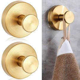 2 Pcs Metal Suction Cup Hooks, Bathroom Vacuum Suction Hooks Heavy Duty for Tower, Stainless Steel Suction Cup Hanger Shower Hooks, No-Drilling Suction Hooks for Tower
