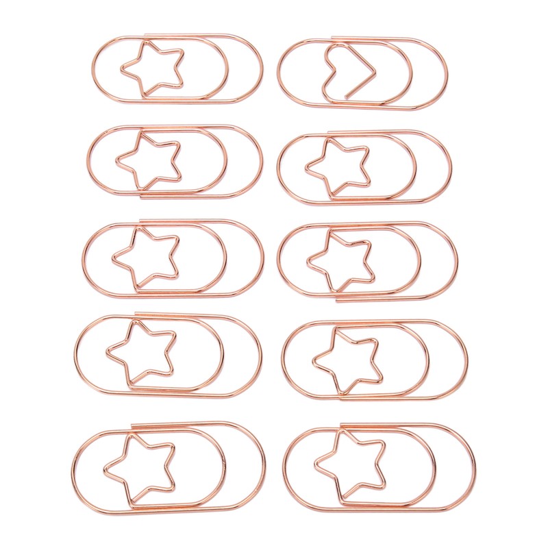 100pcs Rose Gold Star Paper Clips Slip Resistance Rust Prevention