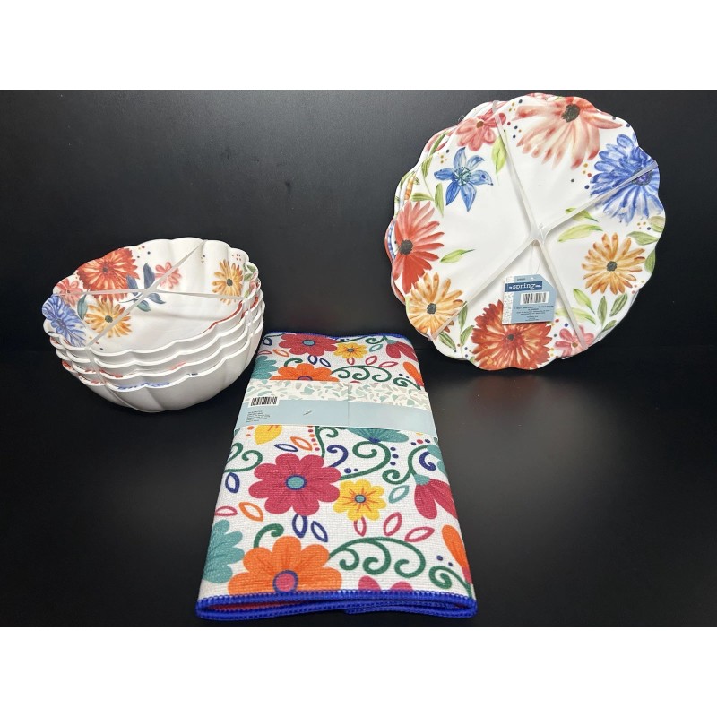 The Spring Shop Melamine SET of 9 Dinner Plate Salad