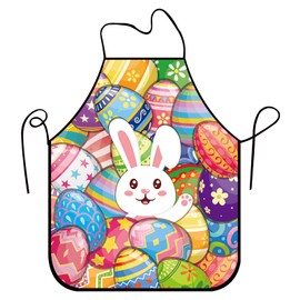 Easter Bunny Eggs Aprons, Adjustable Easter Aprons Spring Apron for Men Women Cooking BBQ Baking Crafting House Cleaning
