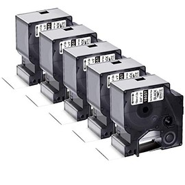 Wonfoucs Compatible Rhino 4200 5200 6000 Heat Shrink Labels 3/4 Inch Replacement for DYMO 18057, Work with DYMO Rhino Industrial Label Makers, Black on White, 3/4'' x 4.9', 5 Pack