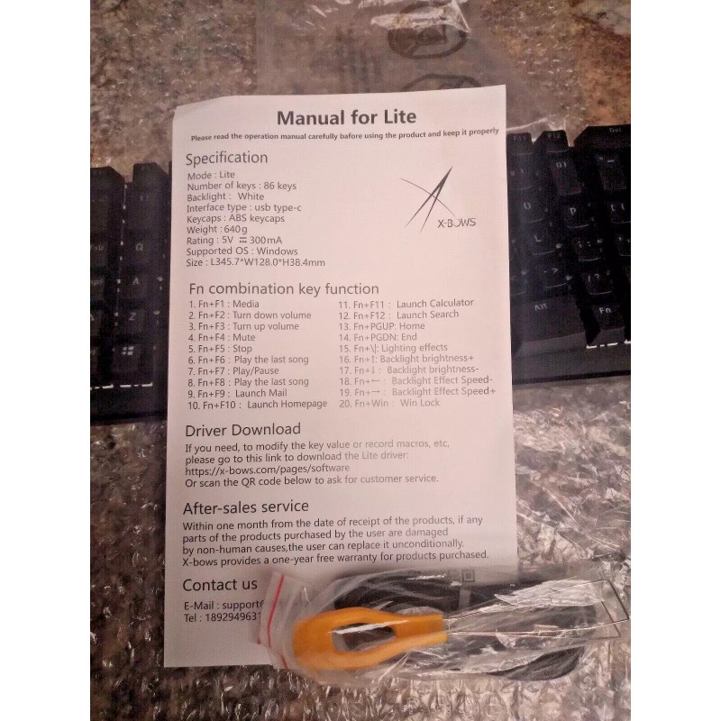 X-Bows Lite Ergonomic Mechanical Gaming aluminum Backlight Programable keyboard!