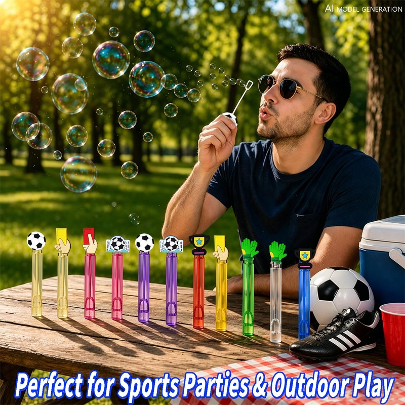 24 Pcs Soccer Bubble Wands, Soccer Party Favors & Goodie