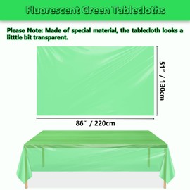 Glow Party Green Tablecloth, 4 Pieces Waterproof Neon Party Decorations Tablecloths for Neon Graduation Party Wedding Birthday Party Decorations, 130 x 220 cm