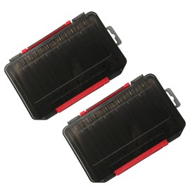 karim Double Sided Lure Worm Case Tackle Storage Box Metal Jig Shore Jigging Salt Light Jigging Fishing Blue Black 2 Piece Set (Black 2 Pack)