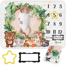 HOWAF Baby Milestone Blanket, Baby Blanket for Newborn New Baby Gifts Boy Girl, Soft Comfortable Baby Mat for Baby Shower Mum To Be Pregnancy Gifts