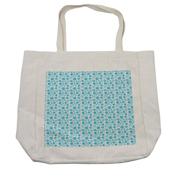 Lunarable Snowflake Shopping Bag, New Year Christmas Celebration Snow Winter