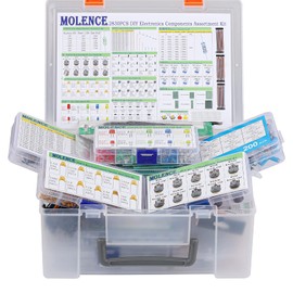 Molence 2830PCS DIY Electronics Components Kit Assortment, Resistors, Inductors, Capacitors, LED, Triode, PCB, Potentiometer, Jumper Wire, Tactswitch for Arduino UNO MEGA2560