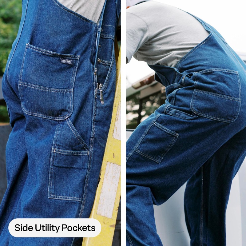 Berne Men's Heritage Unlined Washed Denim Bib Overall, 56W X