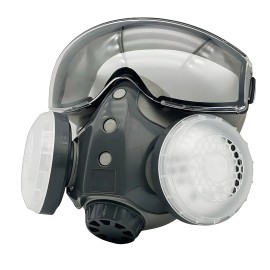 Full Face Respirator Mask | Wide Field of View Protective Shield | Lightweight Polycarbonate Lens | Anti-Toxic Gas | Painting Spraying Woodworking | 1 Pack | Safety Mask for Chemical Laboratory
