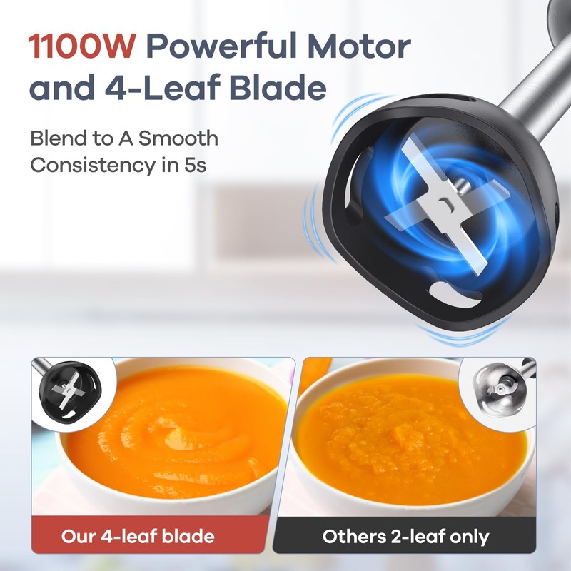 Ganiza Immersion Blender, 6 in 1 Hand Blender Stainless Steel