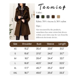 Tanming Women's Warm Double Breasted Wool Pea Coat Trench Coat Jacket with Hood (Brown-XL)