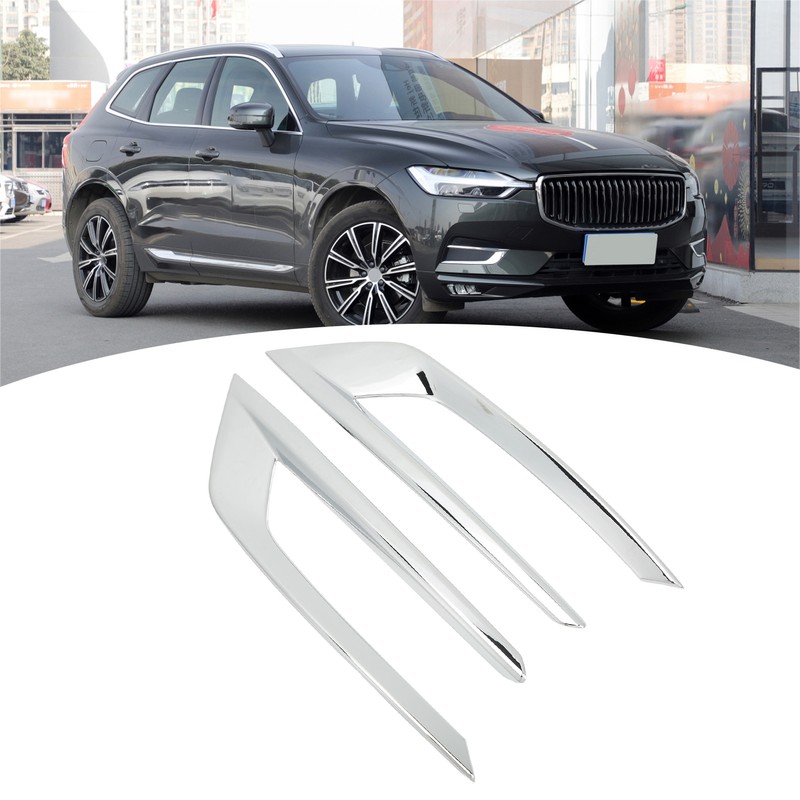2PCS Front Fog Light Trim Silver Decoration Anti Fading Exterior