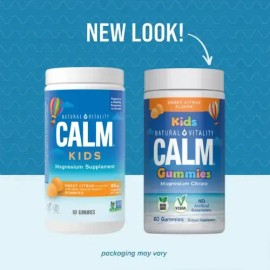 Natural Vitality CALM Kids Suplemento de Magnesio 83 mg por cápsula 60 gomitas sabor cítrico dulce