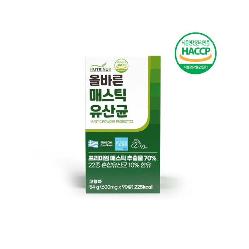 Nutrinus 뉴트리너스 올바른 매스틱 유산균 (600mg x 90정) 3박스 (9개월분)