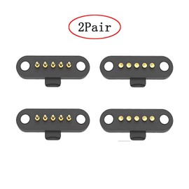 2 Pair Magnetic Pogo Pin Connector, 2P/3P/4P/5P 12V 1A Patch Pogopin Magnetic Connector Male+Female 2.5MM Through Holes Spring Loaded Connectors DC Power Probe Connector (5Pin)