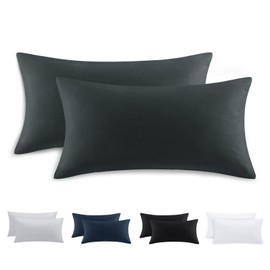 Tifschlaf Cushion Cover, 40 x 80 cm, Set of 2, Anthracite, Pillowcase 40 x 80 cm with Zip, Soft Microfibre Zip, 40 x 80 cm, Grey Pillow Cover