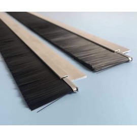 Two Pieces Door Bottom Sweep Silver Color Aluminum Alloy Extra 4 inch Long Black PP Silicone Soft Brush (39, 4 inch)